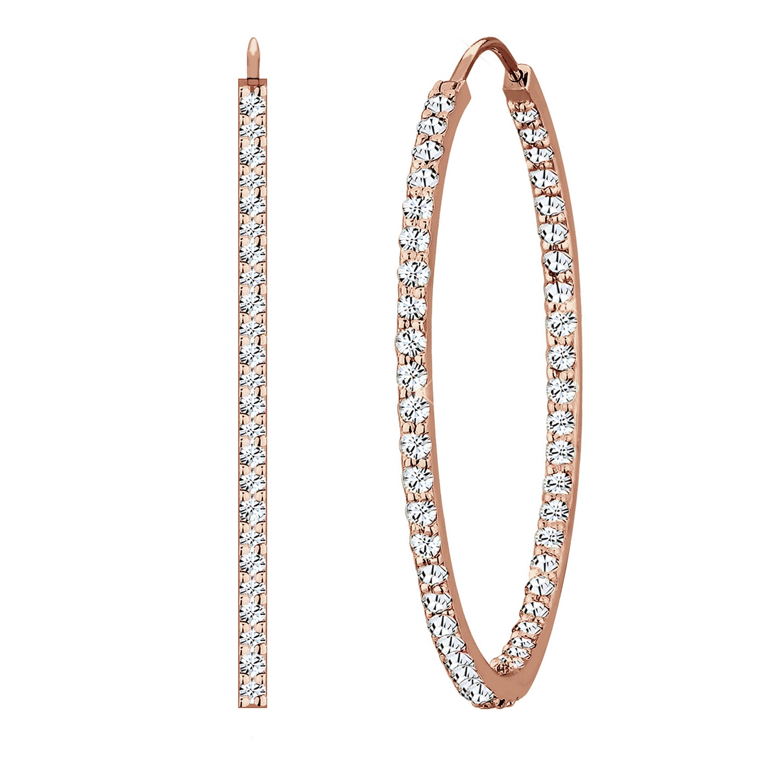 Roségold - Elli PREMIUM | Creole | Mit Kristallen von Swarovski® (Weiß) | 925 Sterling Silber Rosegold