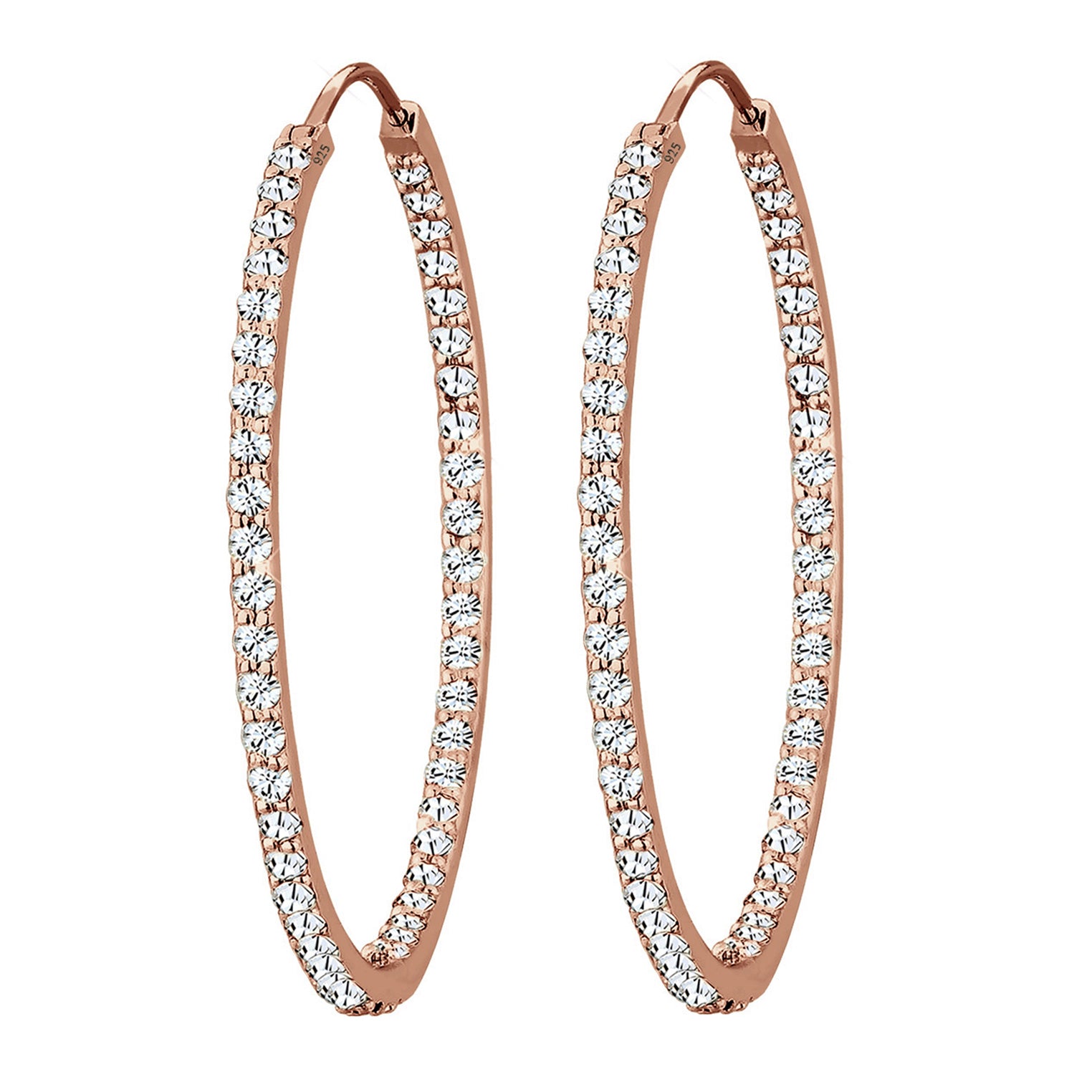 Roségold - Elli PREMIUM | Creole | Kristall ( Weiß ) | 925 Sterling Silber Rosegold