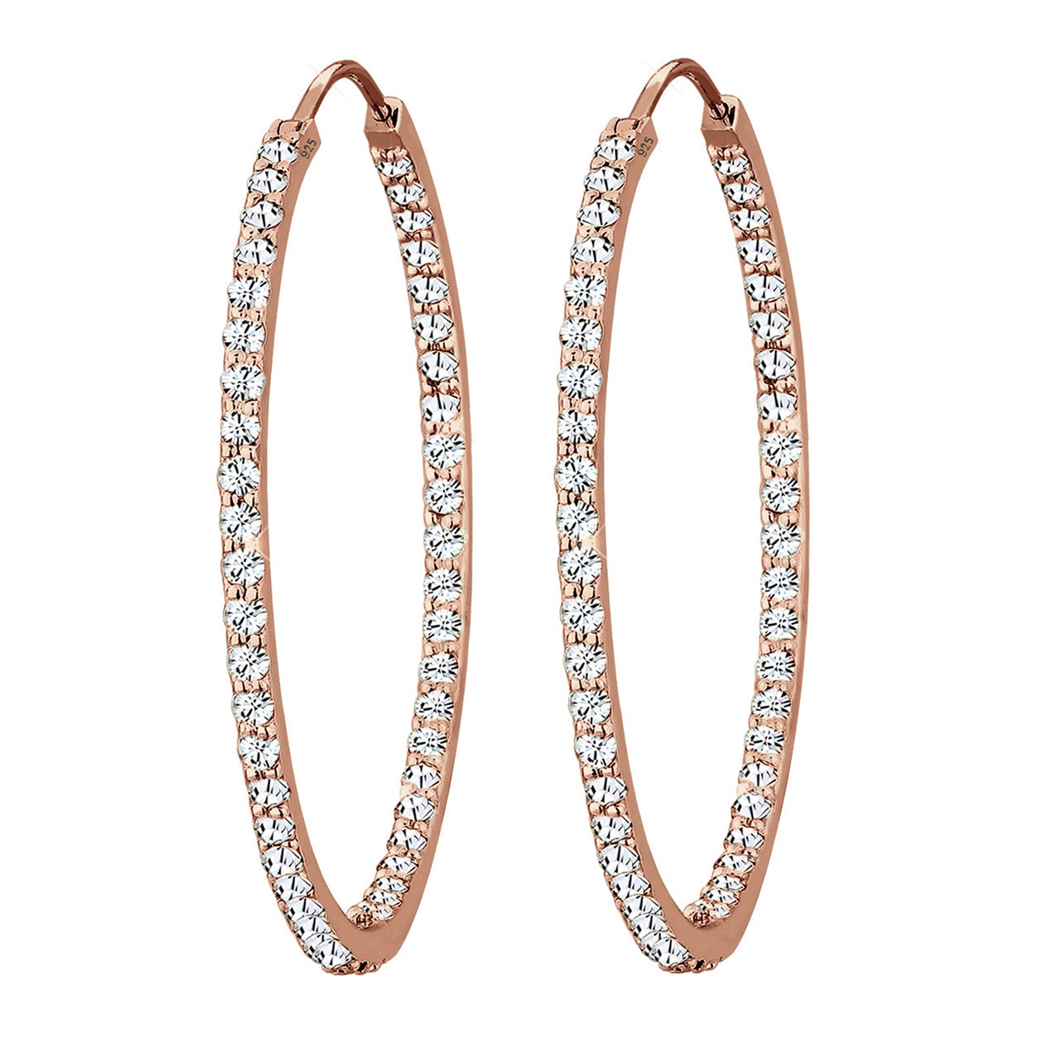 Roségold - Elli PREMIUM | Creole | Mit Kristallen von Swarovski® (Weiß) | 925 Sterling Silber Rosegold