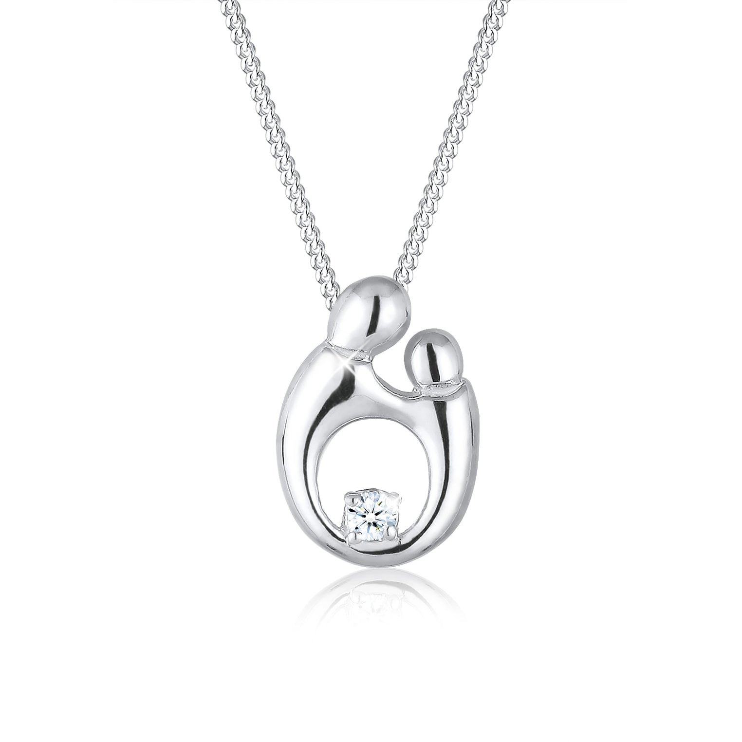 Silber - Elli DIAMONDS | Halskette | Diamant ( Weiß, 0,03 ct ) | 925er Sterling Silber