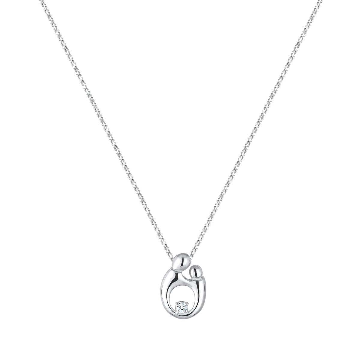 Silber - Elli DIAMONDS | Halskette Mutter Kind | Diamant (Weiß, 0,03 ct) | 925er Sterling Silber
