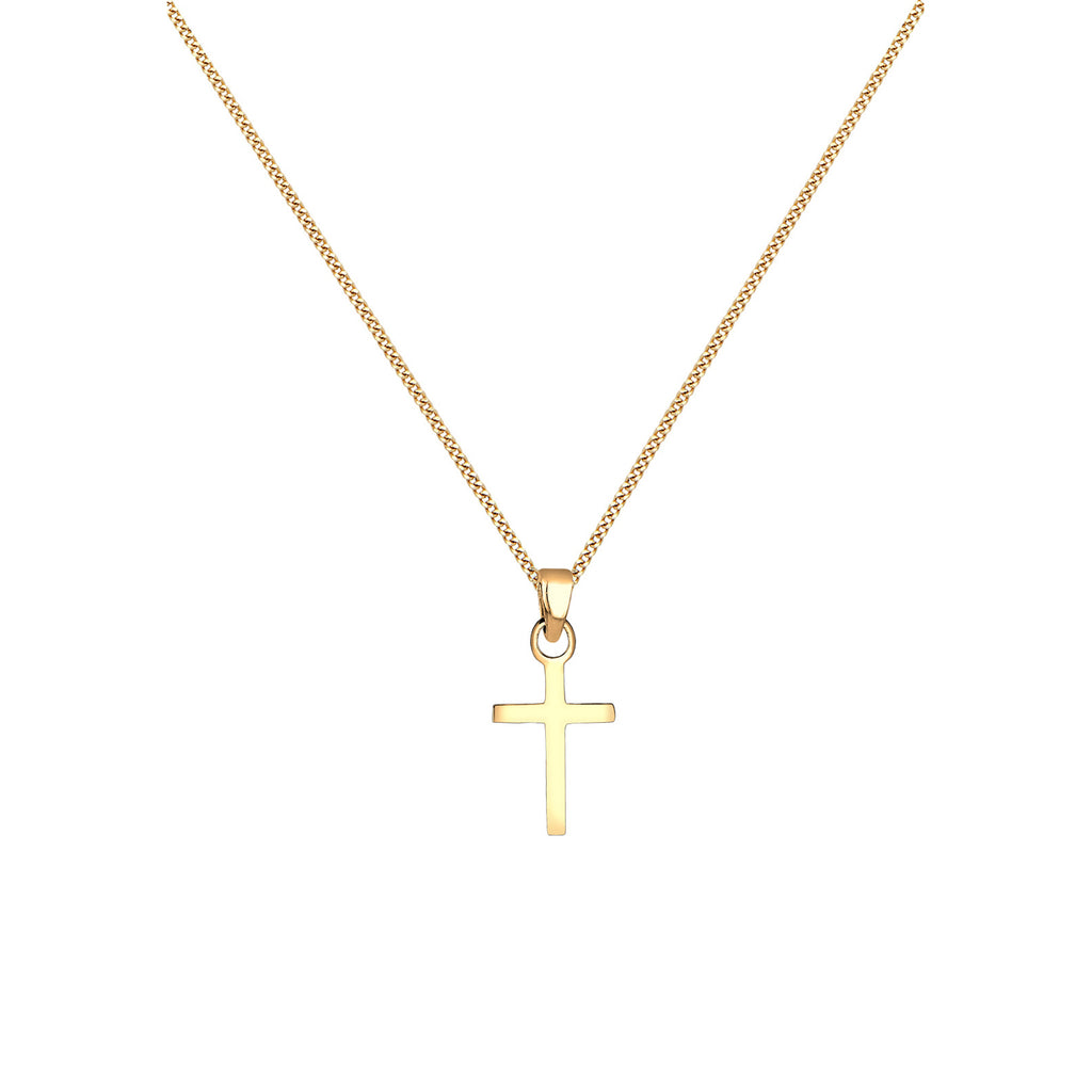 Gold - Elli PREMIUM | Halskette Kreuz | 585 Gelbgold