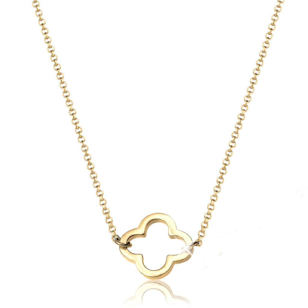 Gold - Elli | Halskette Kleeblatt Cut-Out | 925er Sterling Silber vergoldet