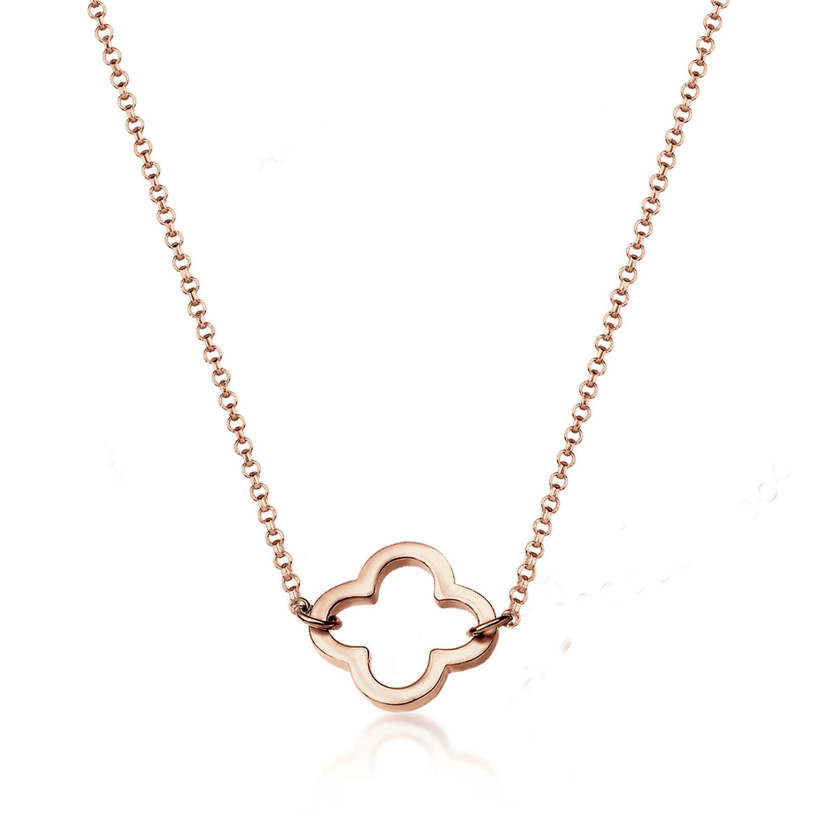 Roségold - Elli | Halskette Kleeblatt Cut-Out | 925er Sterling Silber rosévergoldet