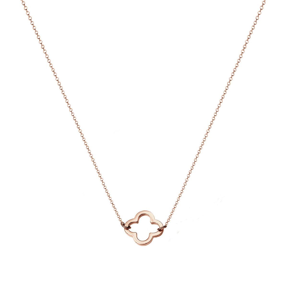 Roségold - Elli | Halskette Kleeblatt Cut-Out | 925er Sterling Silber rosévergoldet