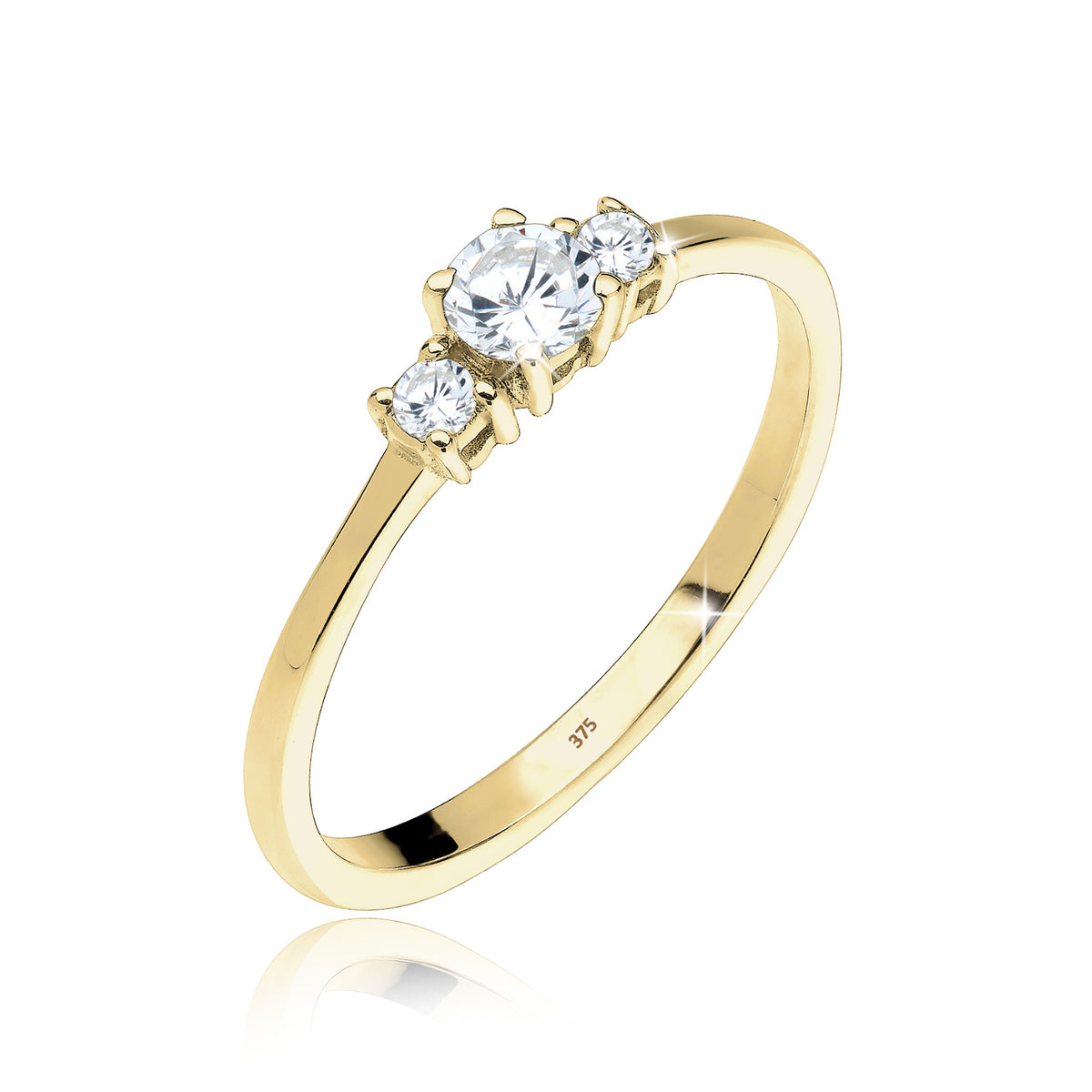 Weiß - Elli PREMIUM | Ring | Zirkonia ( Weiß ) | 375 Gelbgold