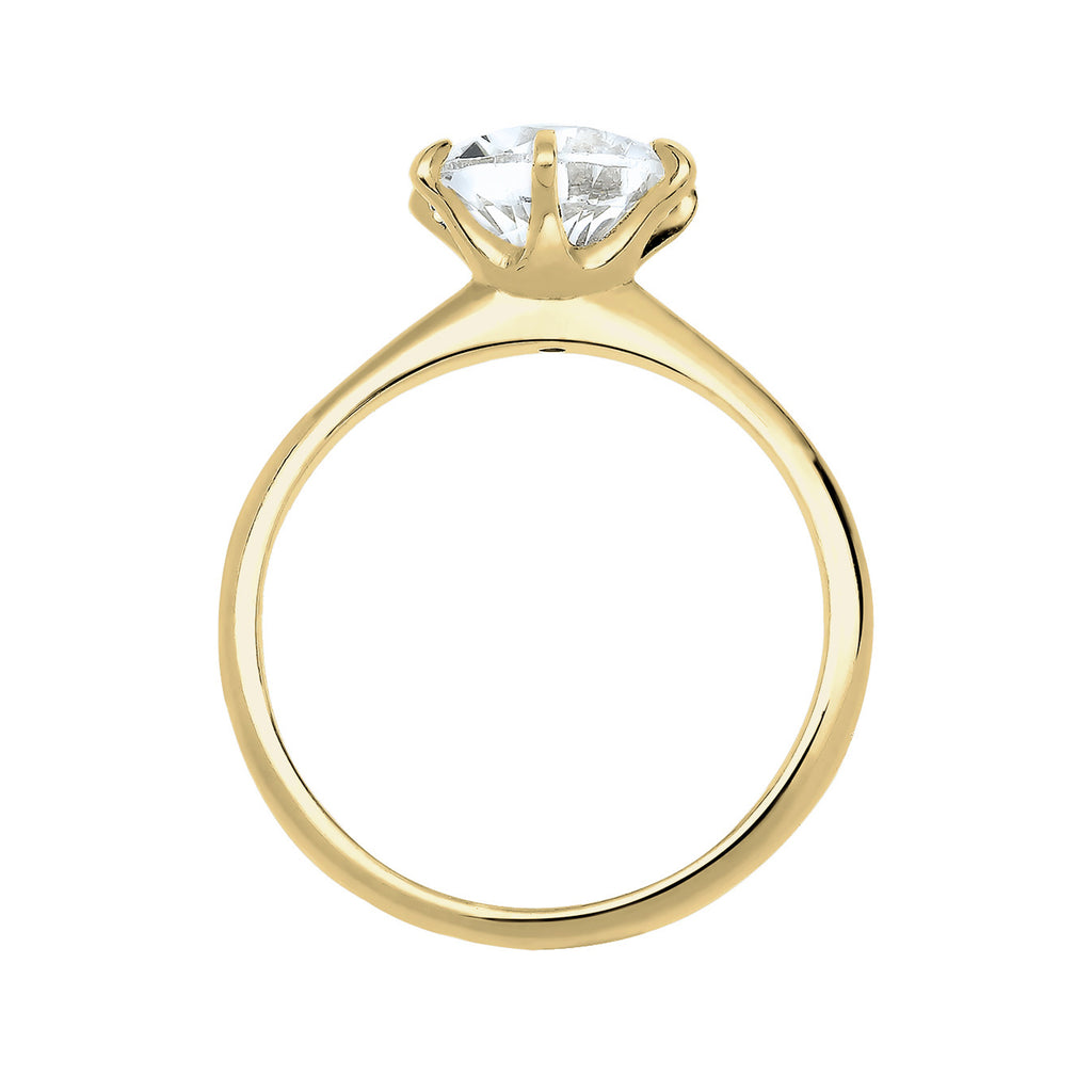 Weiß - Elli PREMIUM | Solitär-Ring | Zirkonia ( Weiß ) | 375 Gelbgold