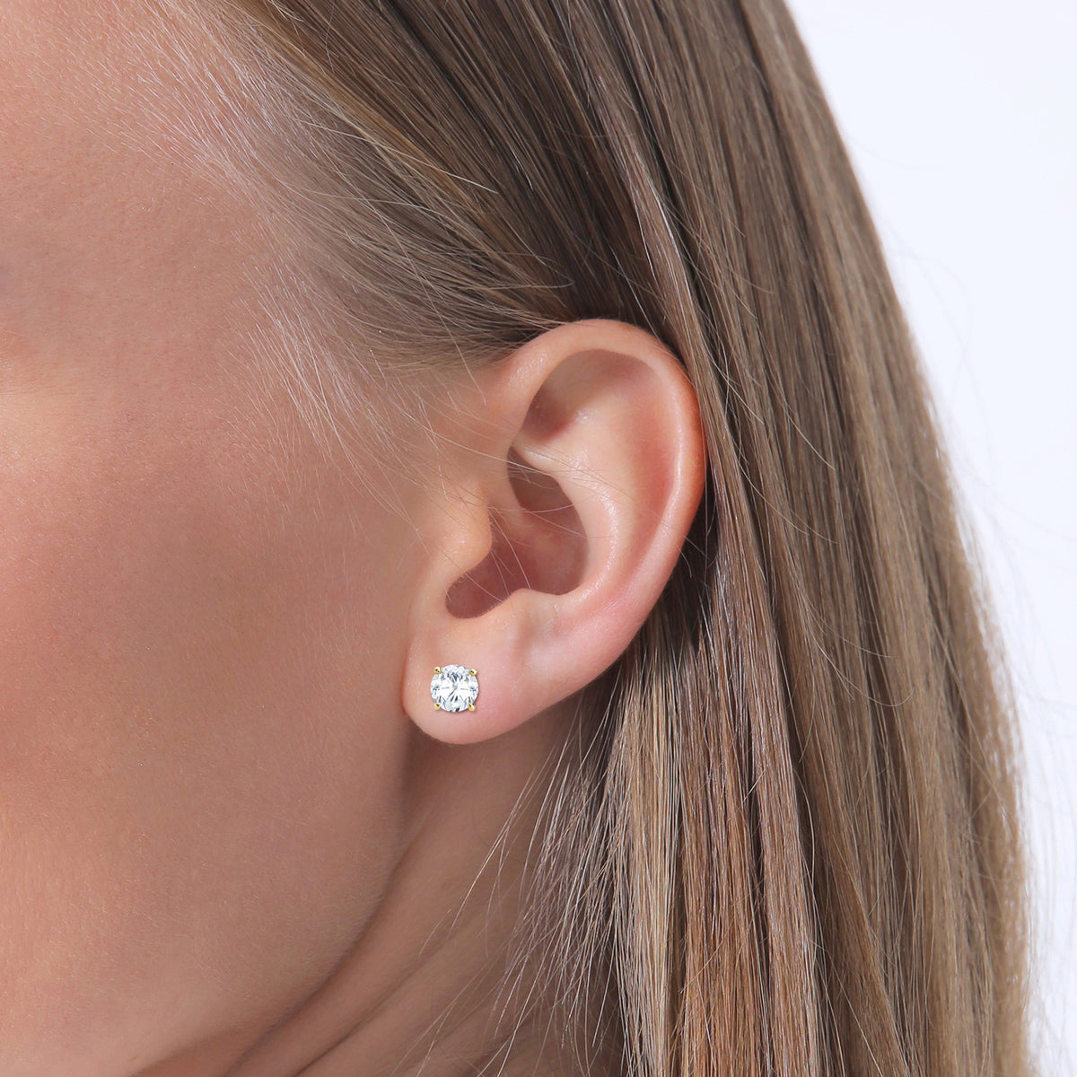 Weiß - Elli PREMIUM | Ohrstecker | Zirkonia ( Weiß ) | 375 Gelbgold