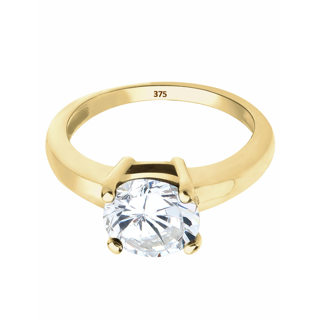 Weiß - Elli PREMIUM | Solitär-Ring | Zirkonia ( Weiß ) | 375 Gelbgold