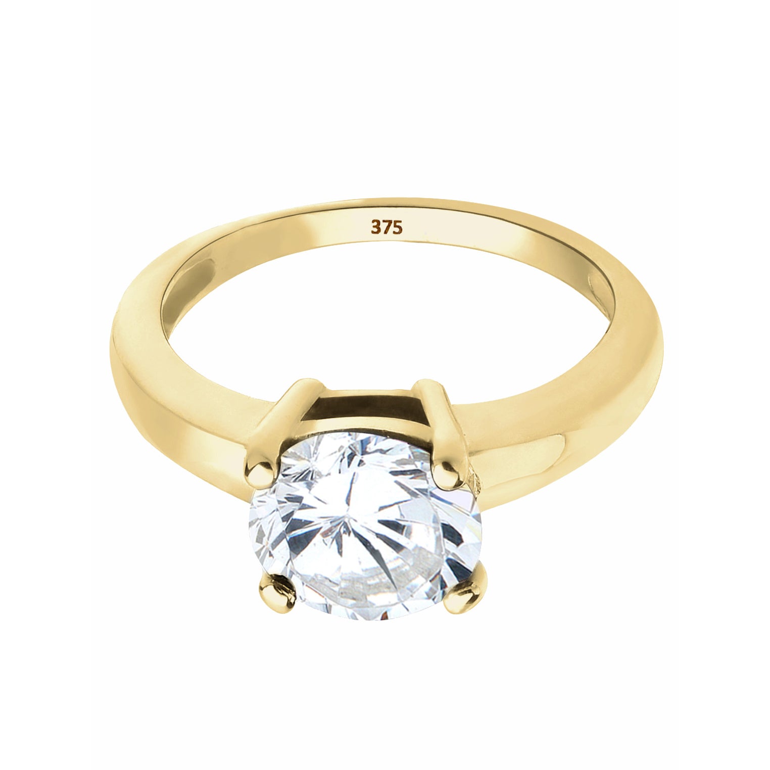 Weiß - Elli PREMIUM | Solitär-Ring | Zirkonia ( Weiß ) | 375 Gelbgold