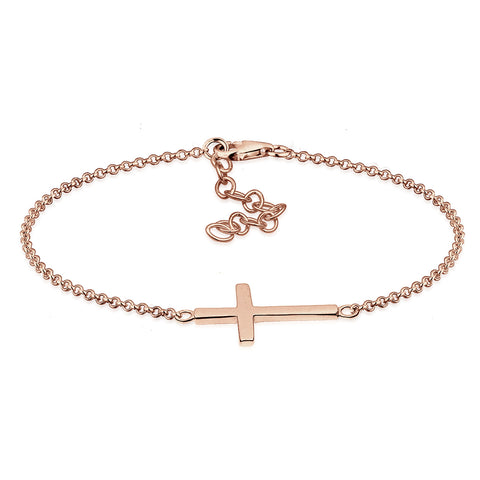 Roségold - Elli | Armband Kreuz | 925 Sterling Silber Rosegold