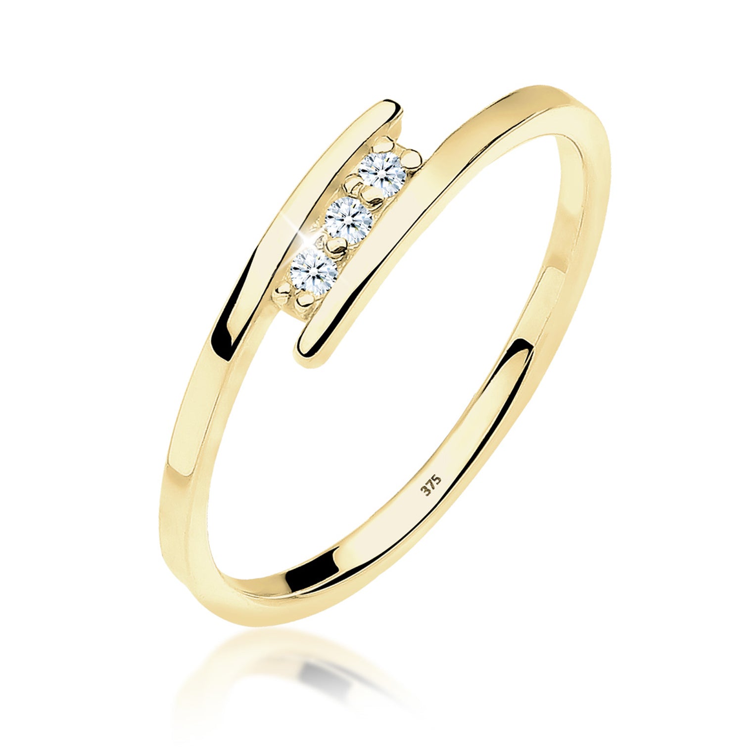 Weiß - Elli DIAMONDS | Solitär-Ring | Diamant ( Weiß, 0,045 ct ) | 375 Gelbgold