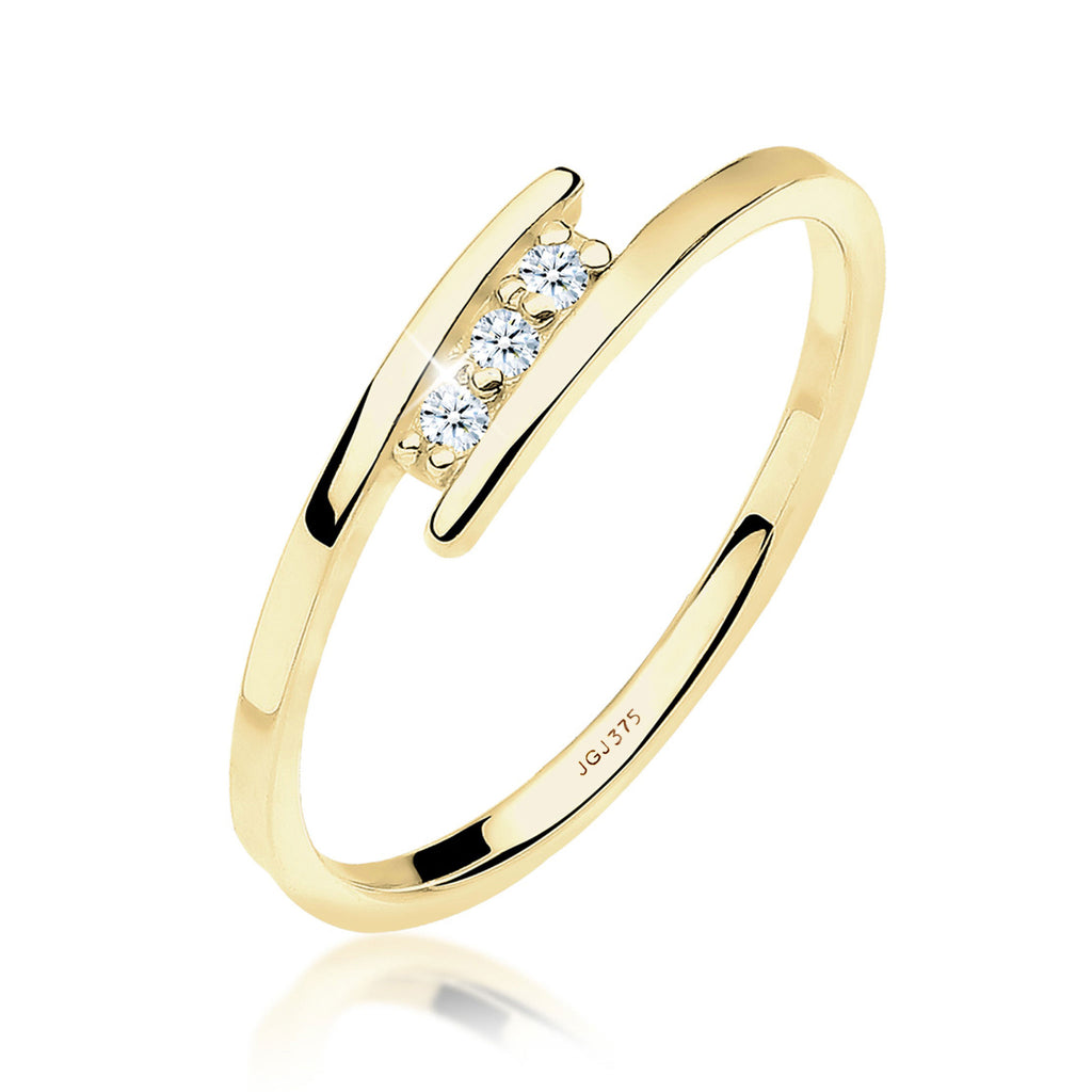 Weiß - Elli DIAMONDS | Solitär-Ring | Diamant ( Weiß, 0,045 ct ) | 375 Gelbgold