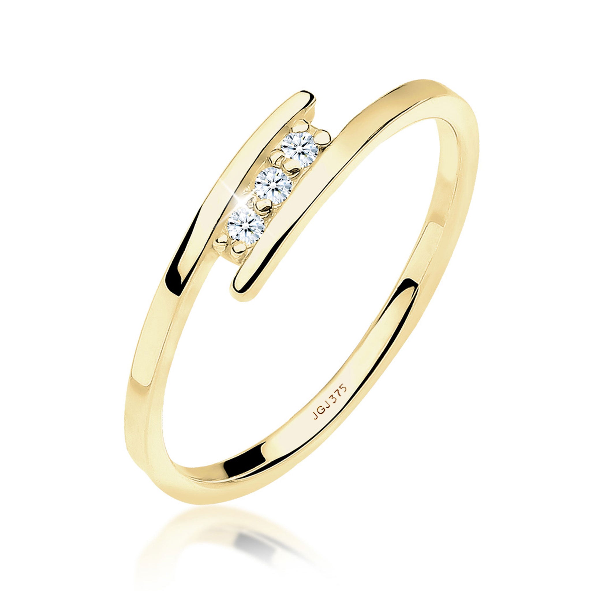 Weiß - Elli DIAMONDS | Solitär-Ring | Diamant ( Weiß, 0,045 ct ) | 375 Gelbgold
