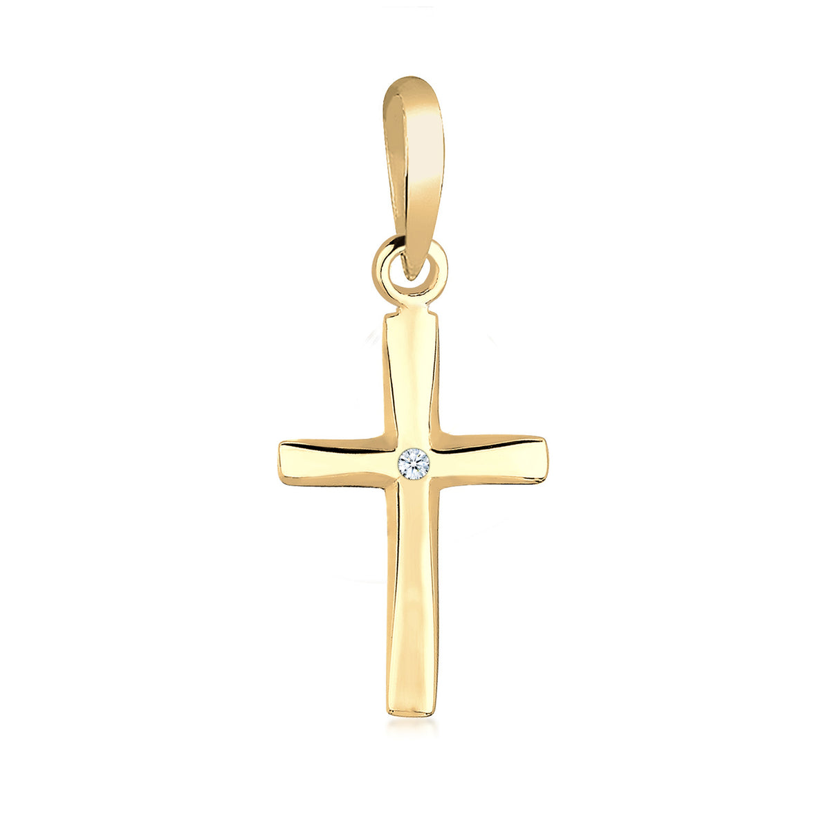 Gold - Elli DIAMONDS | Anhänger Kreuz | Diamant ( Weiß, 0,005 ct ) | 585 Gelbgold