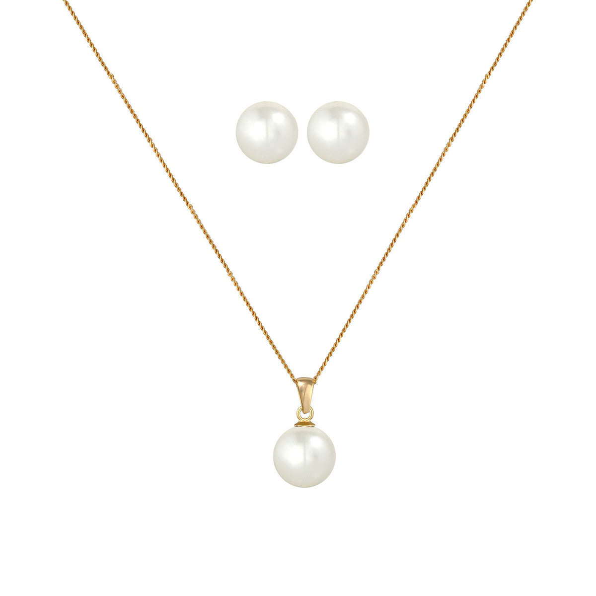 Weiß - Elli PREMIUM | Schmuckset  | Perle | 585 Gelbgold