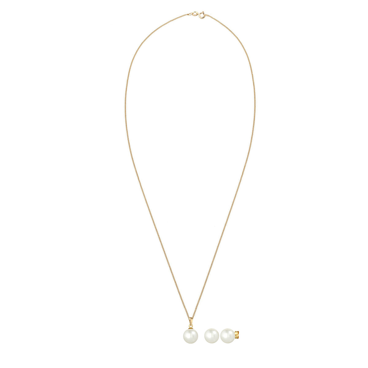 Weiß - Elli PREMIUM | Schmuckset  | Perle | 585 Gelbgold