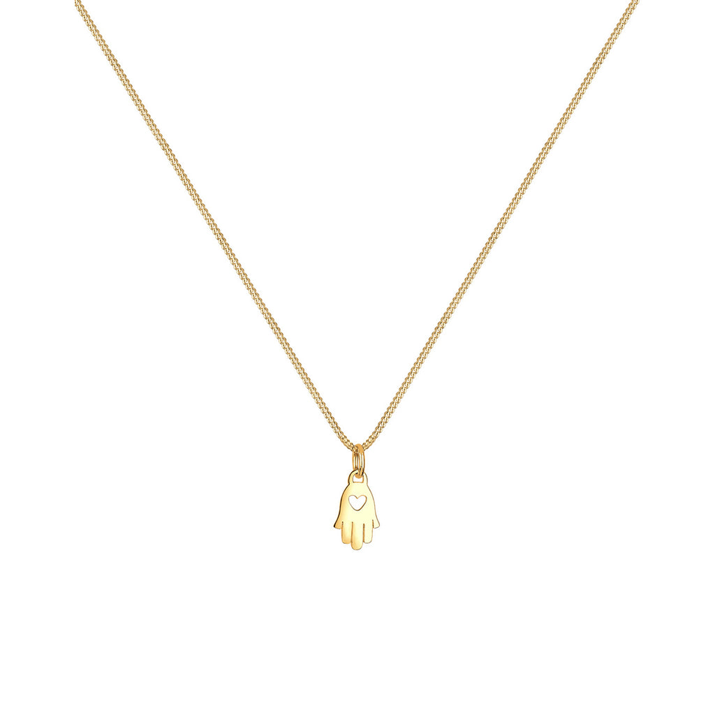 Gold - Elli PREMIUM | Halskette Hamsa Hand | 585 Gelbgold