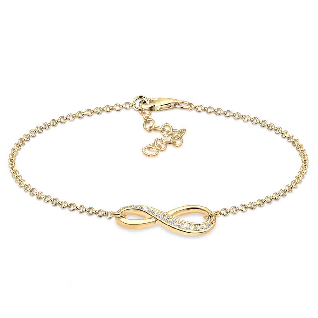 Gold - Elli | Armband Infinity | Zirkonia ( Weiß ) | 925 Sterling Silber vergoldet