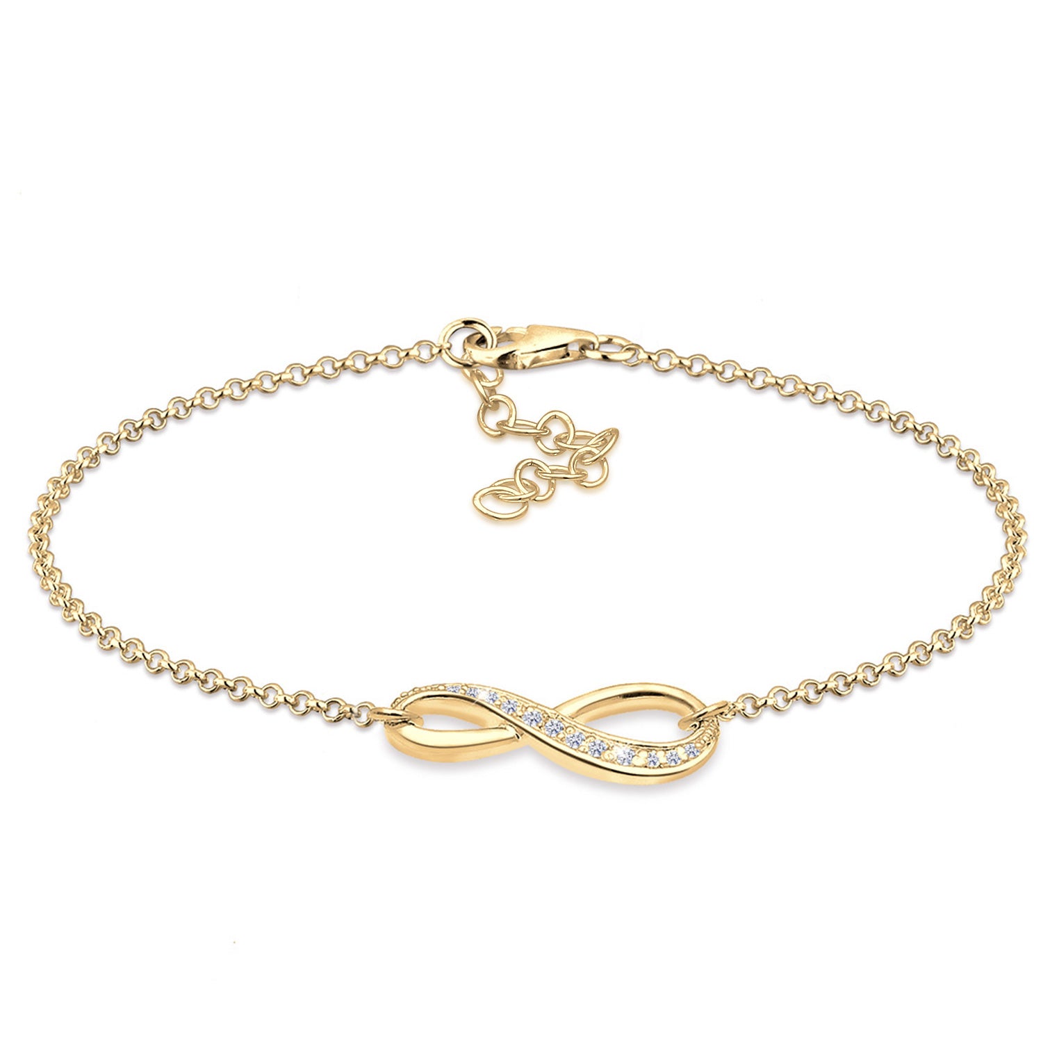 Gold - Elli | Armband Infinity | Zirkonia ( Weiß ) | 925 Sterling Silber vergoldet