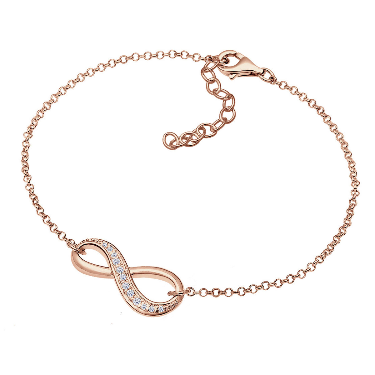 Roségold - Elli | Armband Infinity | Zirkonia ( Weiß ) | 925 Sterling Silber Rosegold
