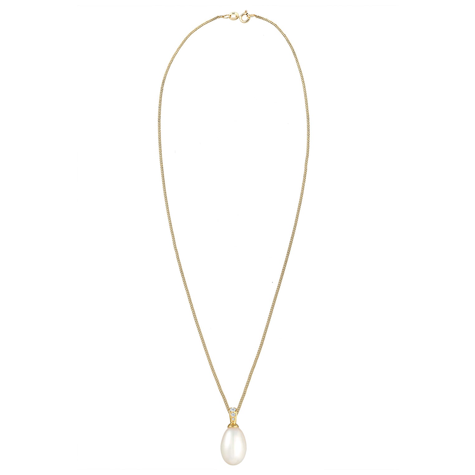 Weiß - Elli DIAMONDS | Halskette | Süßwasserperle, Diamant ( Weiß, 0,05 ct ) | 585 Gelbgold