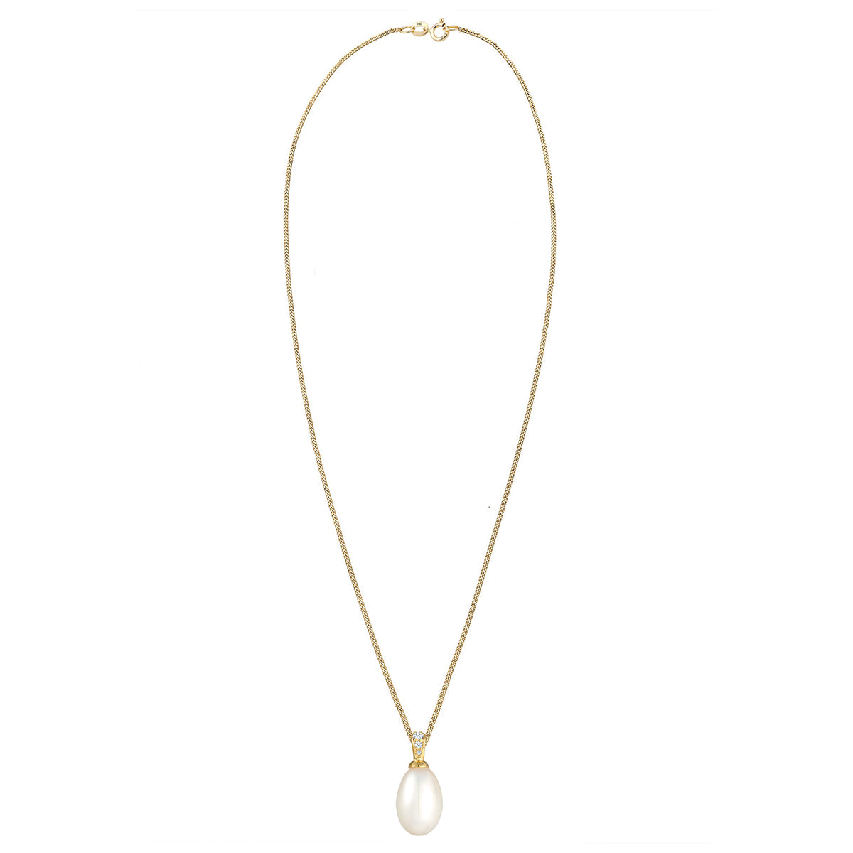 Weiß - Elli DIAMONDS | Halskette | Süßwasserperle, Diamant (Weiß, 0,05 ct) | 585 Gelbgold