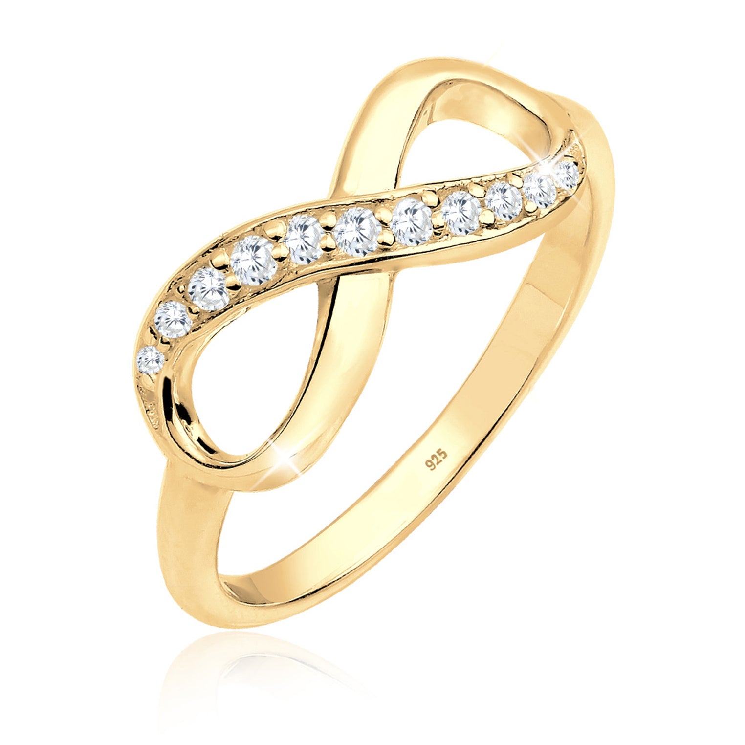 Gold - Elli | Ring Infinity | Zirkonia ( Weiß ) | 925 Sterling Silber vergoldet
