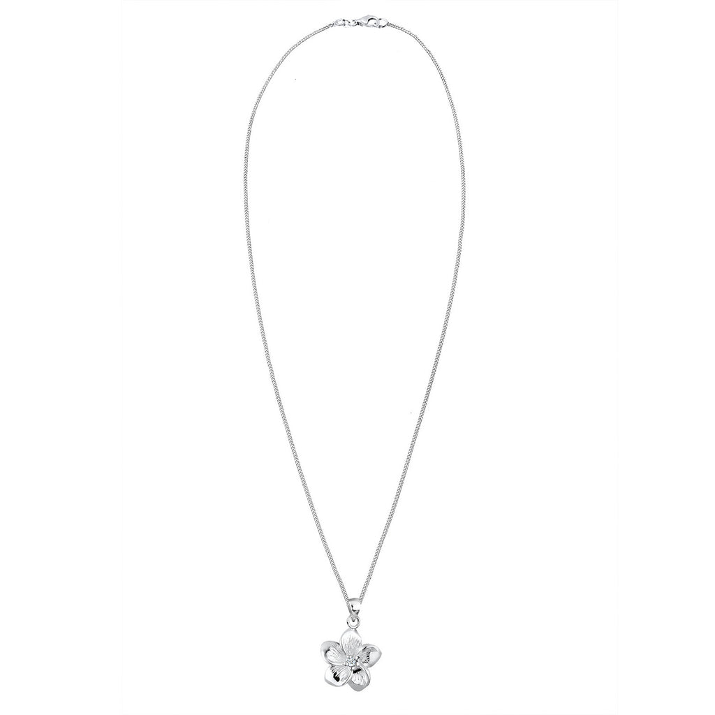 Weiß - Elli DIAMONDS | Halskette Frangipani Blüte | Diamant (Weiß, 0,03 ct) | 925er Sterling Silber