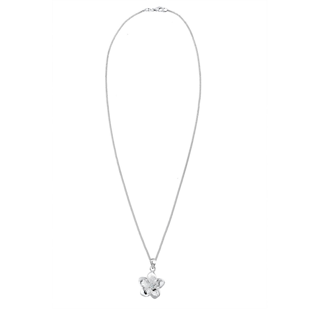 Weiß - Elli DIAMONDS | Halskette Frangipani Blüte | Diamant (Weiß, 0,03 ct) | 925er Sterling Silber
