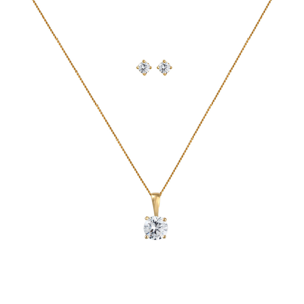 Weiß - Elli PREMIUM | Schmuckset  | Zirkonia ( Weiß ) | 585 Gelbgold