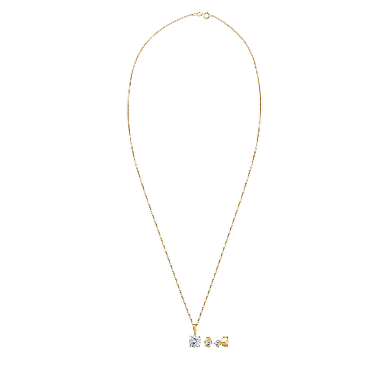 Weiß - Elli PREMIUM | Schmuckset  | Zirkonia ( Weiß ) | 585 Gelbgold