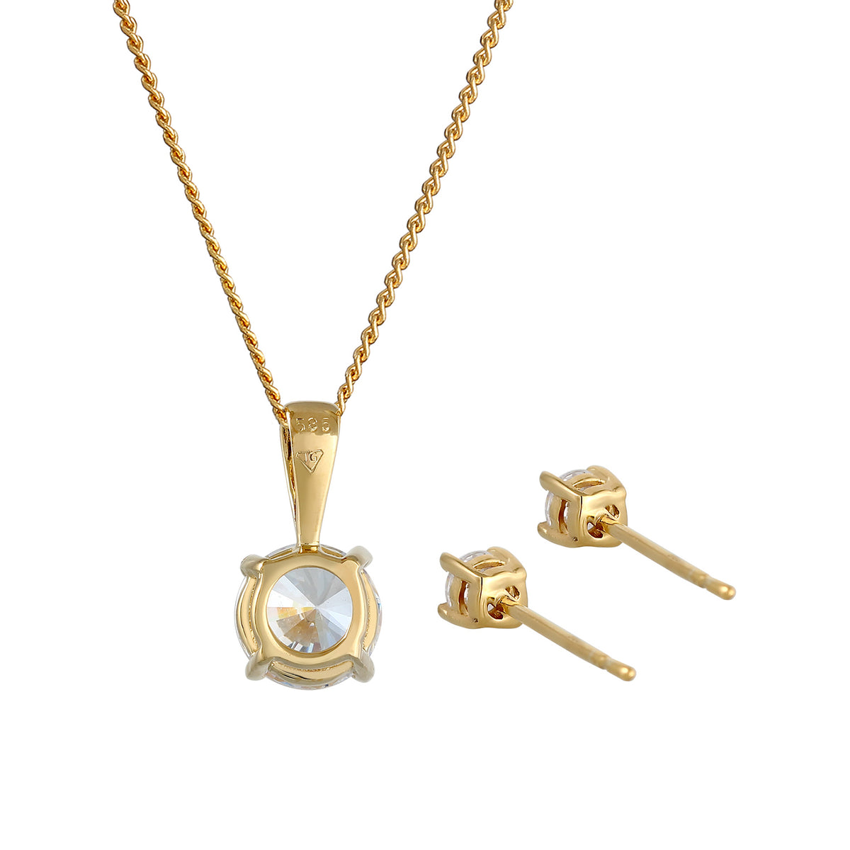 Weiß - Elli PREMIUM | Schmuckset  | Zirkonia ( Weiß ) | 585 Gelbgold