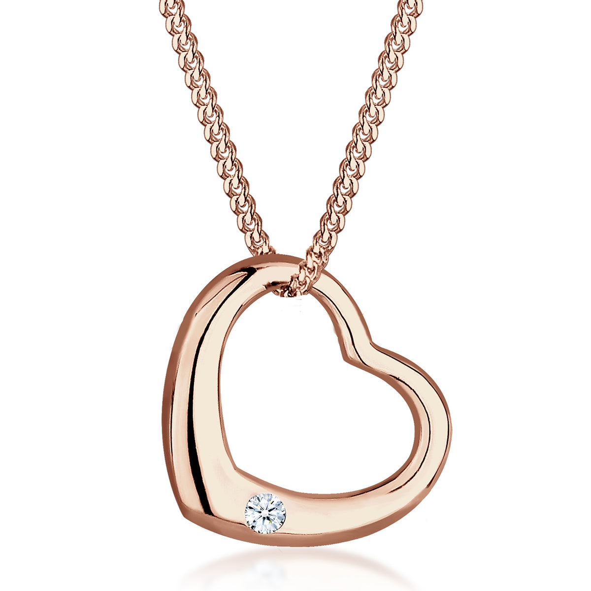 Roségold - Elli DIAMONDS | Halskette Herz | Diamant (Weiß, 0.03 ct) | 925 Sterling Silber Rosegold