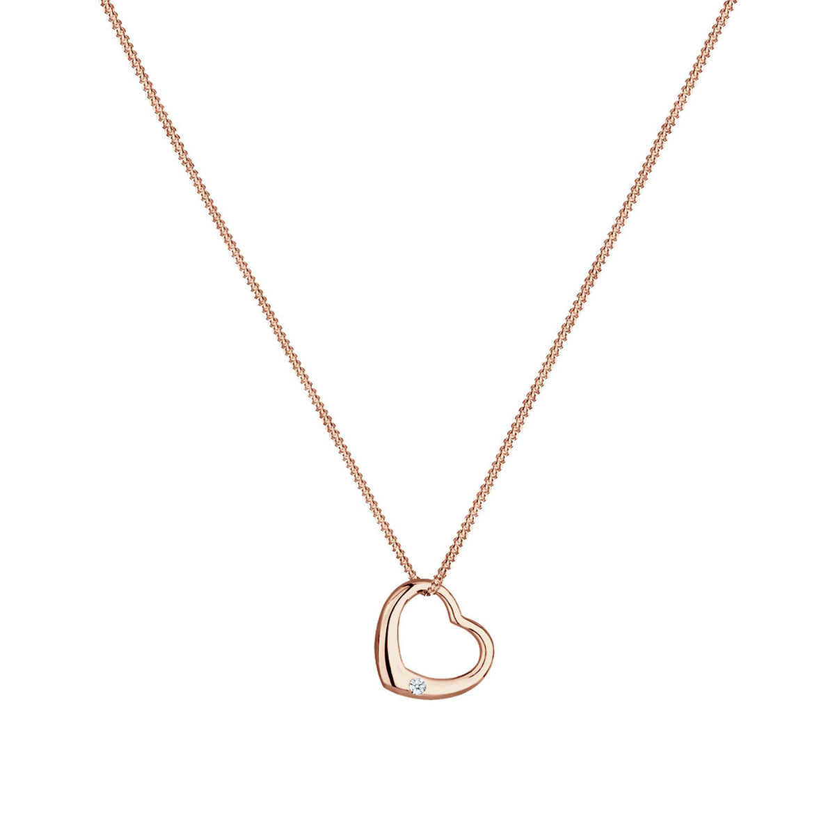 Roségold - Elli DIAMONDS | Halskette Herz | Diamant (Weiß, 0.03 ct) | 925 Sterling Silber Rosegold