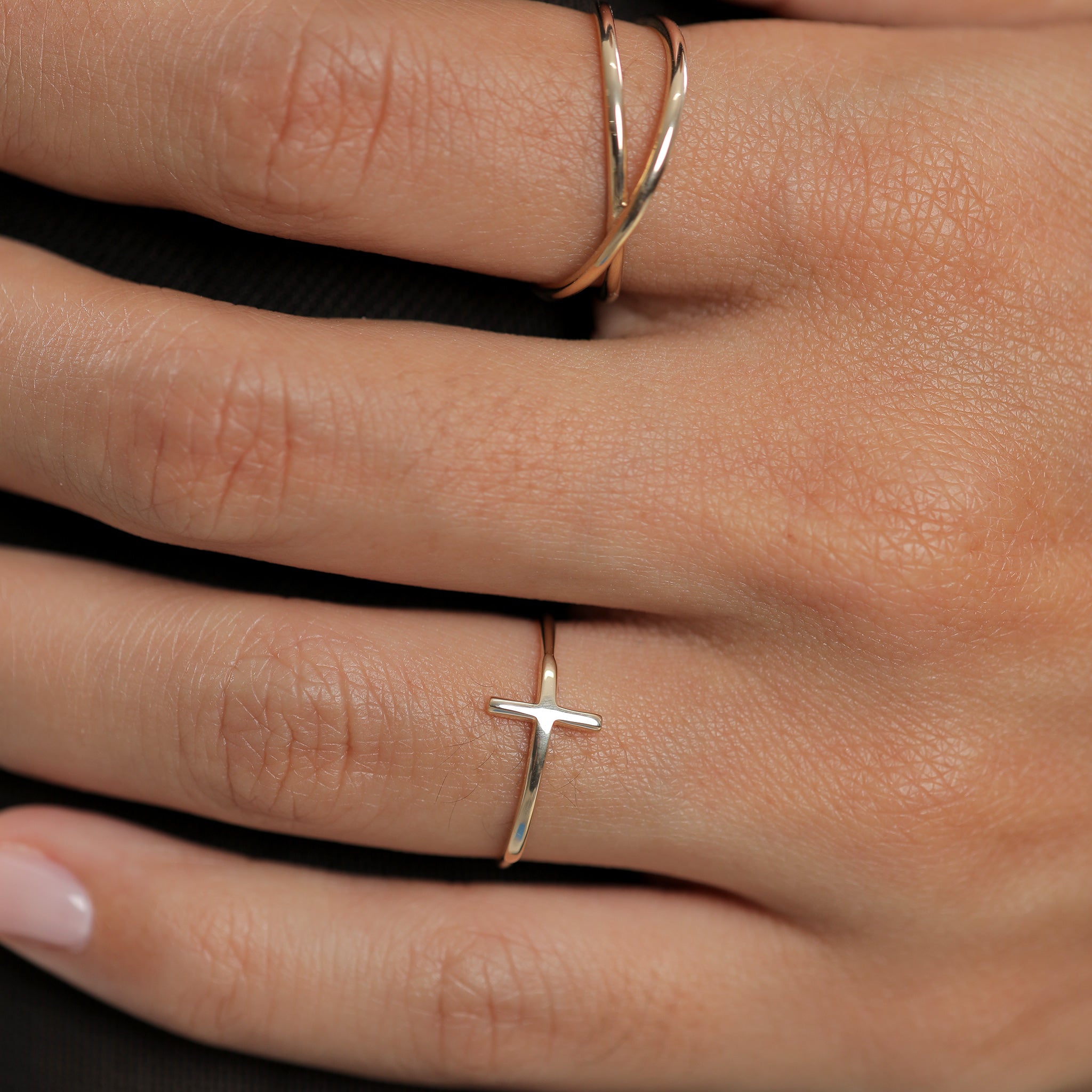 Gold - Elli PREMIUM | Ring Kreuz | 375 Gelbgold