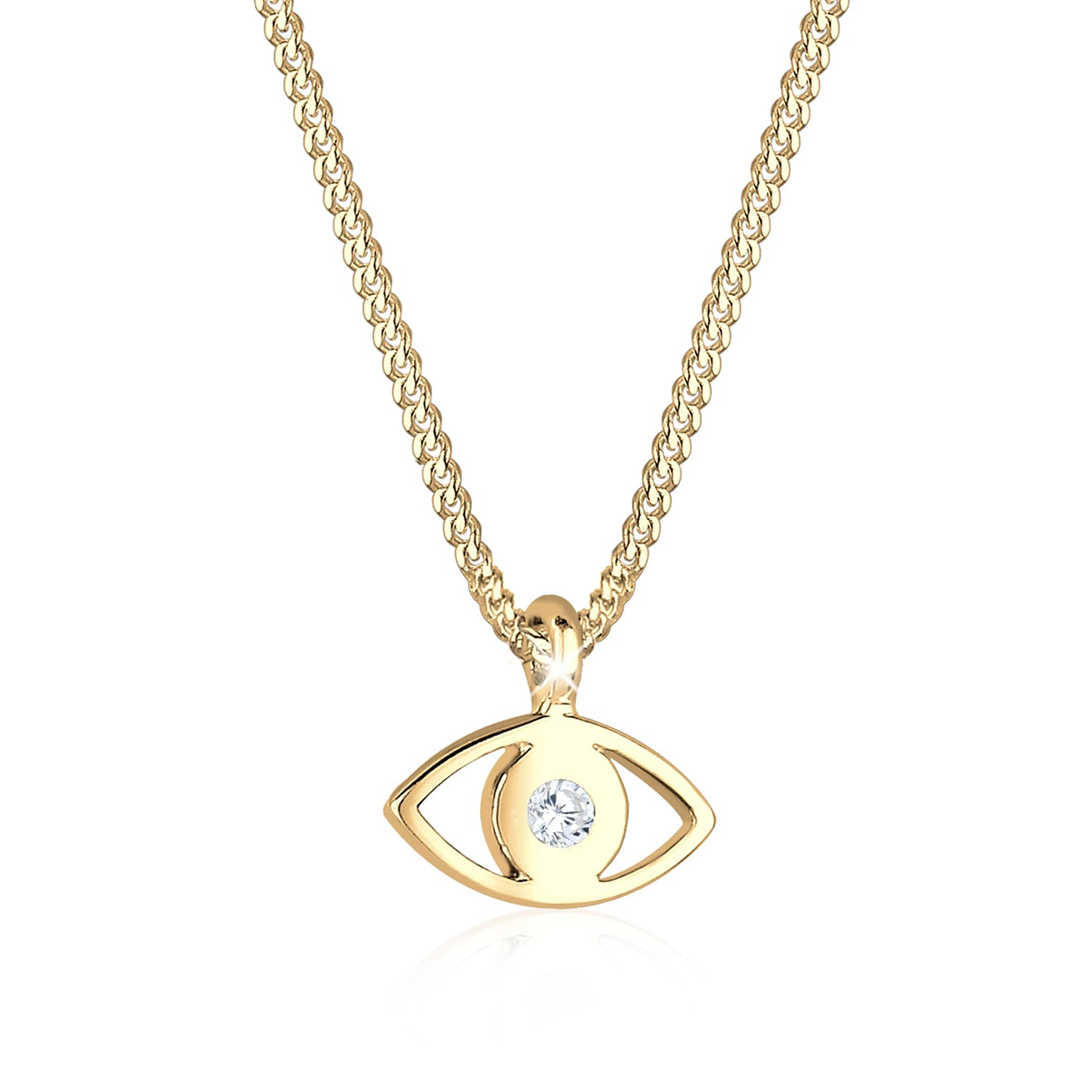 Weiß - Elli | Halskette Evil Eye | Mit Kristallen von Swarovski® (Weiß) | 925 Sterling Silber vergoldet