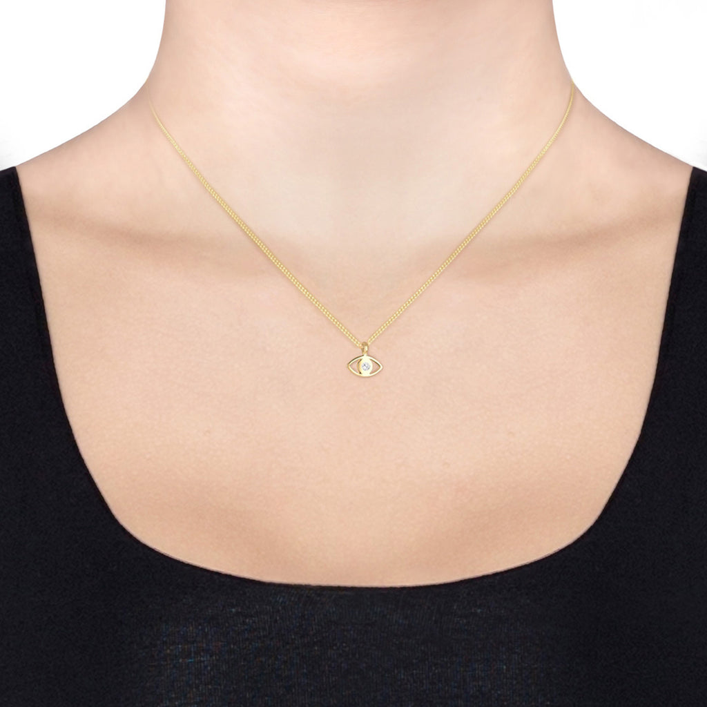 Weiß - Elli | Halskette Evil Eye | Mit Kristallen von Swarovski® (Weiß) | 925 Sterling Silber vergoldet