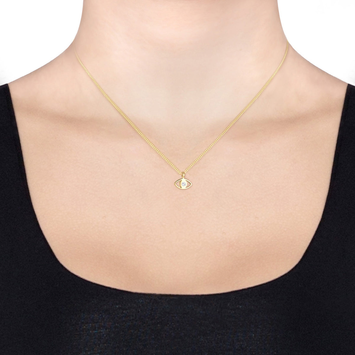 Weiß - Elli | Halskette Evil Eye | Mit Kristallen von Swarovski® (Weiß) | 925 Sterling Silber vergoldet
