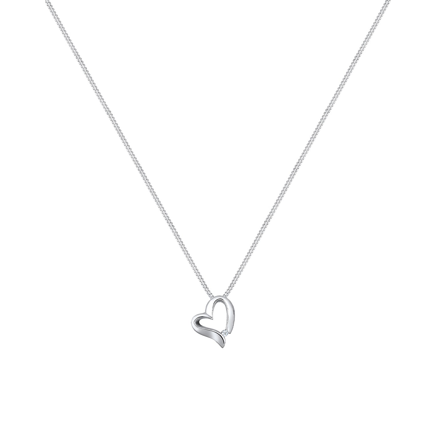 Weiß - Elli DIAMONDS | Halskette Herz | Diamant ( Weiß, 0,015 ct ) | 925er Sterling Silber