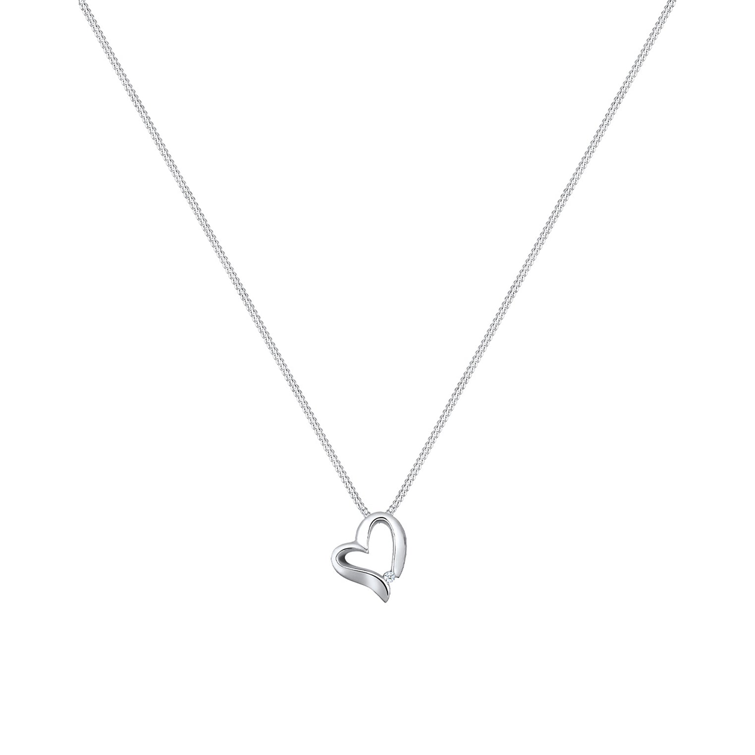 Weiß - Elli DIAMONDS | Halskette Herz Anhänger | Diamant (Weiß, 0.015 ct) | 925er Sterling Silber