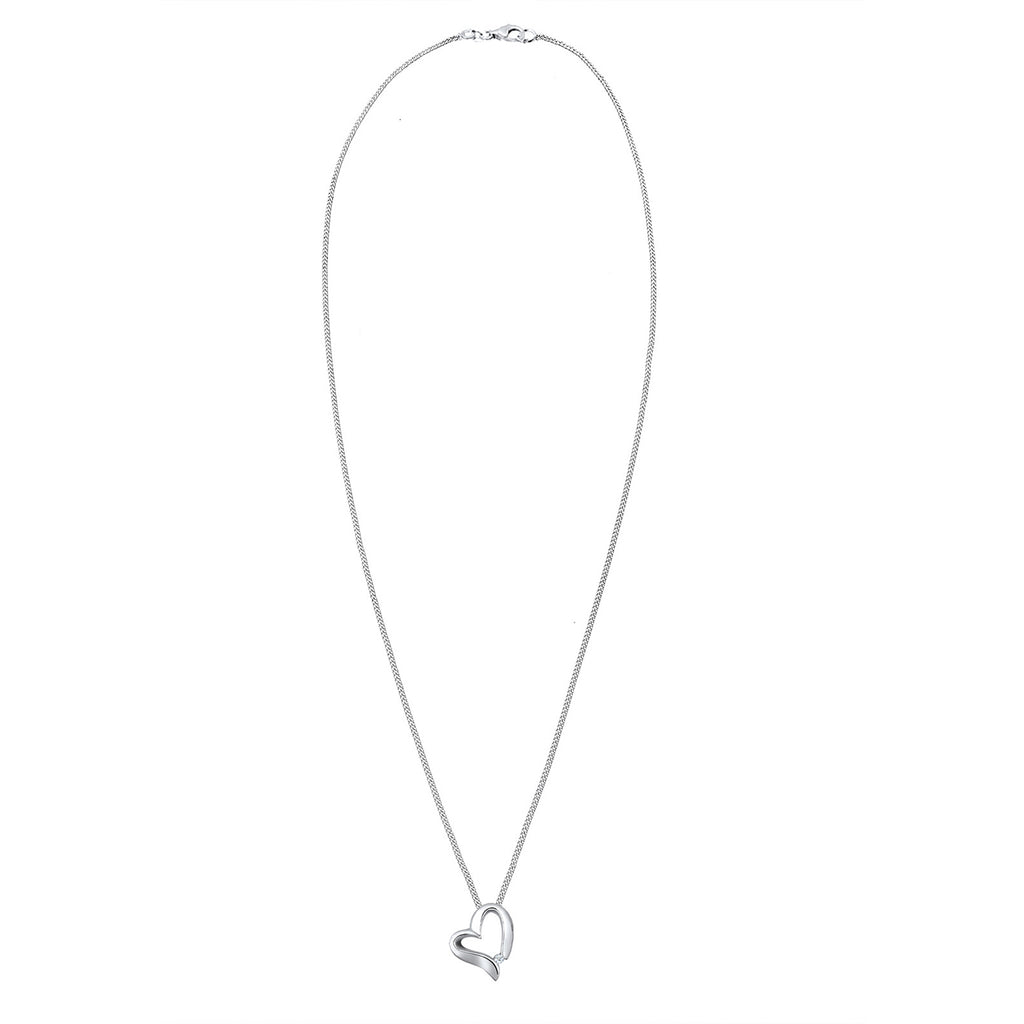 Weiß - Elli DIAMONDS | Halskette Herz Anhänger | Diamant (Weiß, 0.015 ct) | 925er Sterling Silber