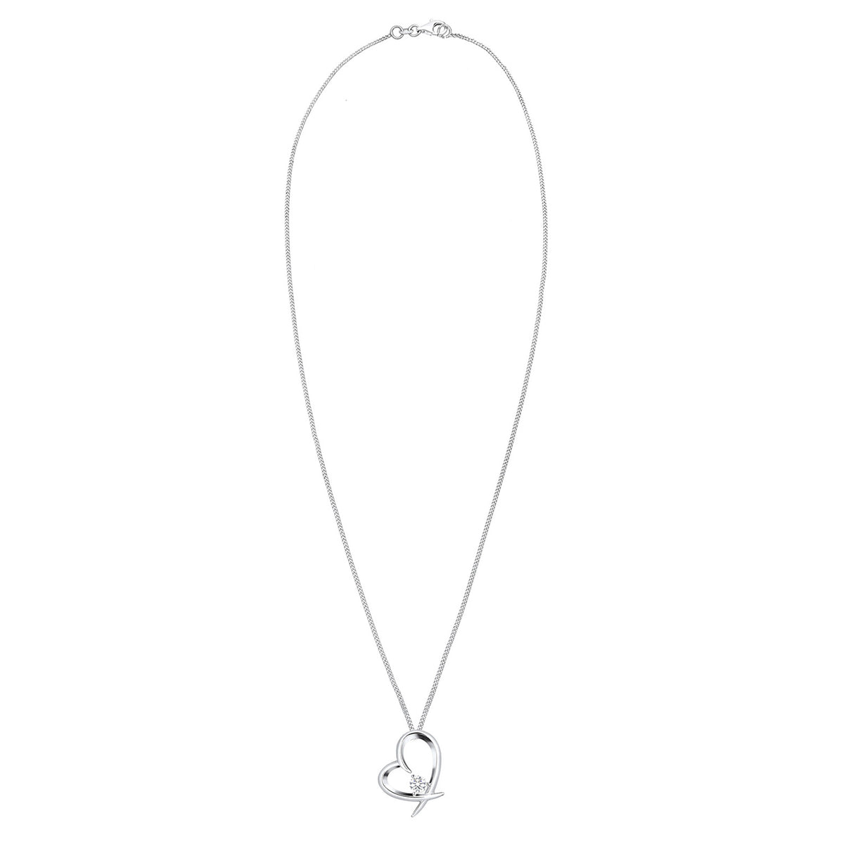 Weiß - Elli | Halskette Herz Anhänger | Zirkonia (Weiß) | 925er Sterling Silber