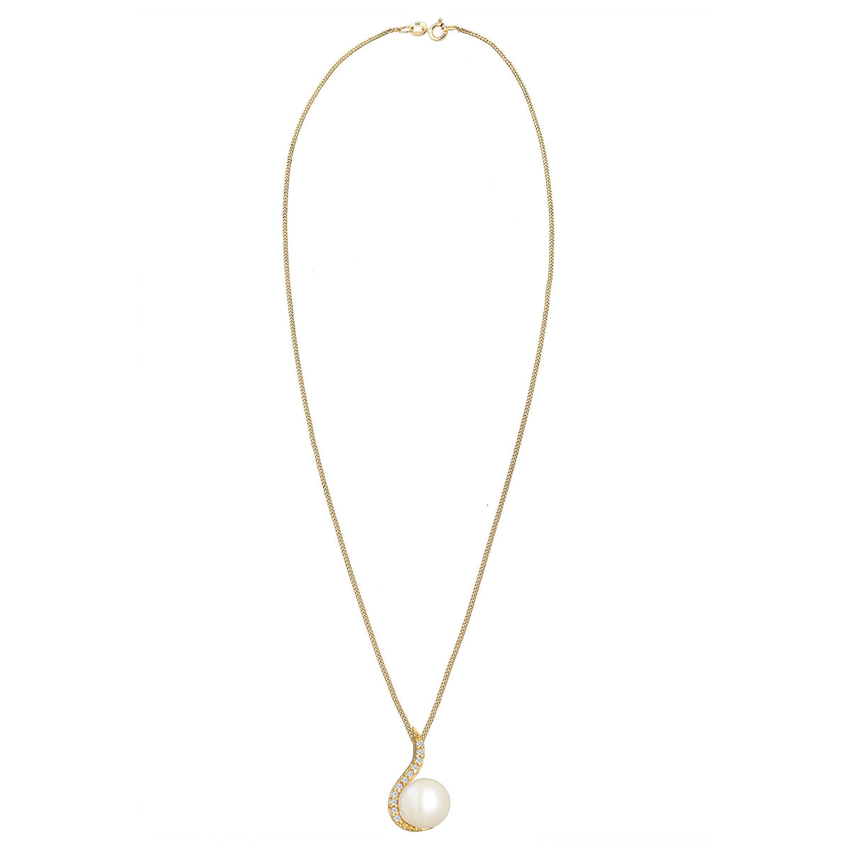 Weiß - Elli DIAMONDS | Halskette | Süßwasserperle, Diamant (Weiß, 0,055 ct) | 585 Gelbgold