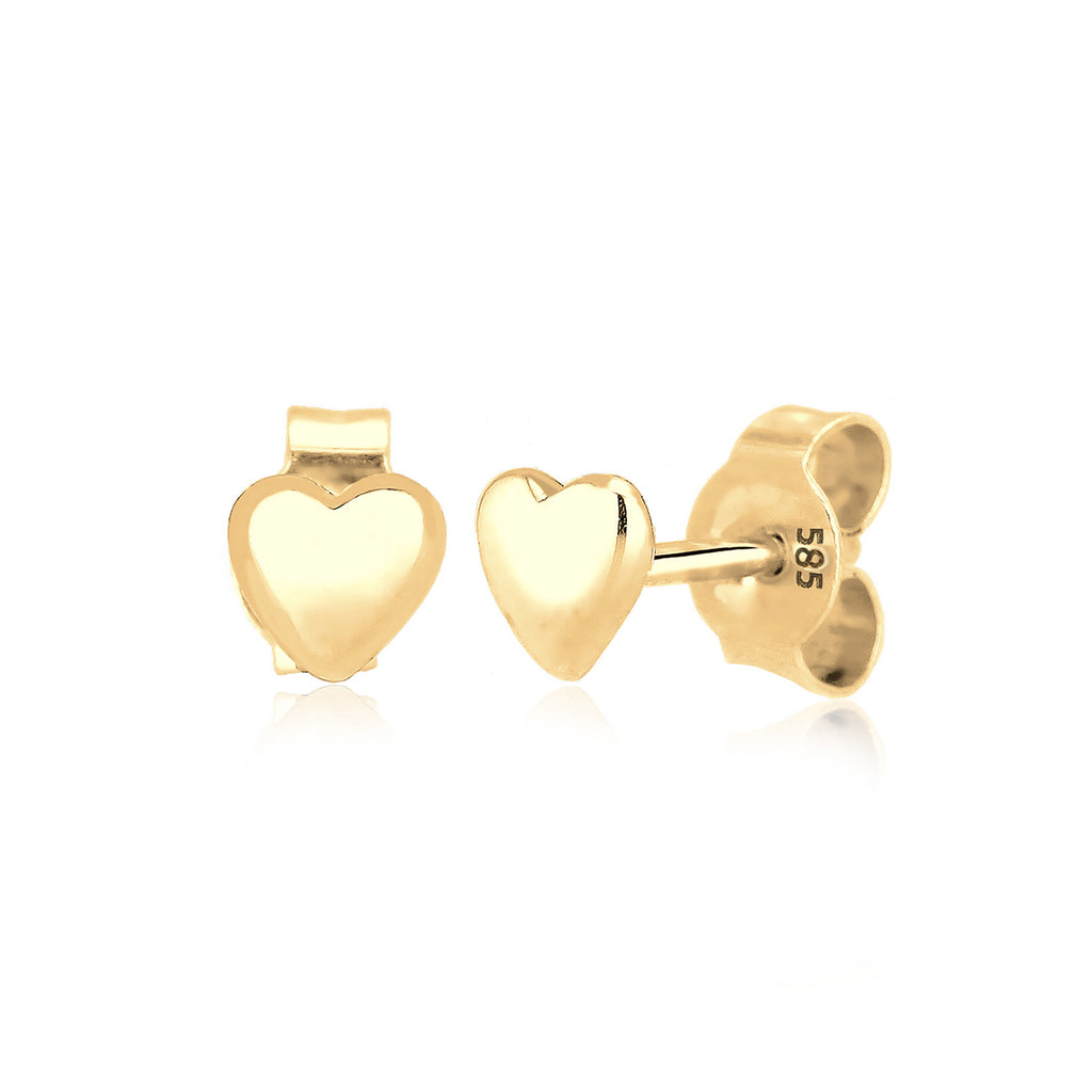 Gold - Elli PREMIUM | Ohrstecker Herz | 585 Gelbgold