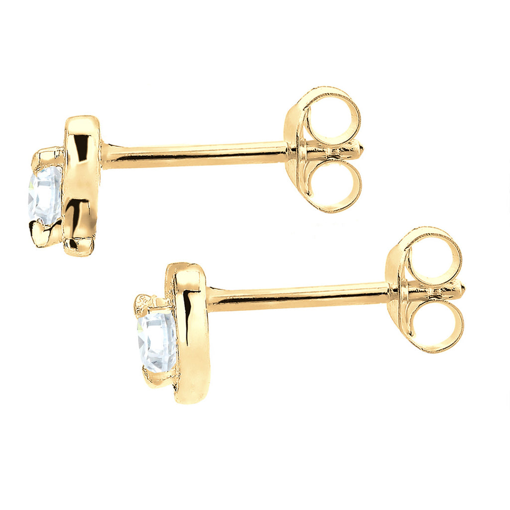 Weiß - Elli PREMIUM | Ohrstecker Herz | Zirkonia ( Weiß ) | 585 Gelbgold