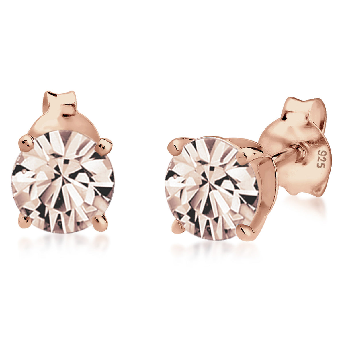 Rosa - Elli | Ohrstecker | Kristall ( Braun ) | 925 Sterling Silber Rosegold