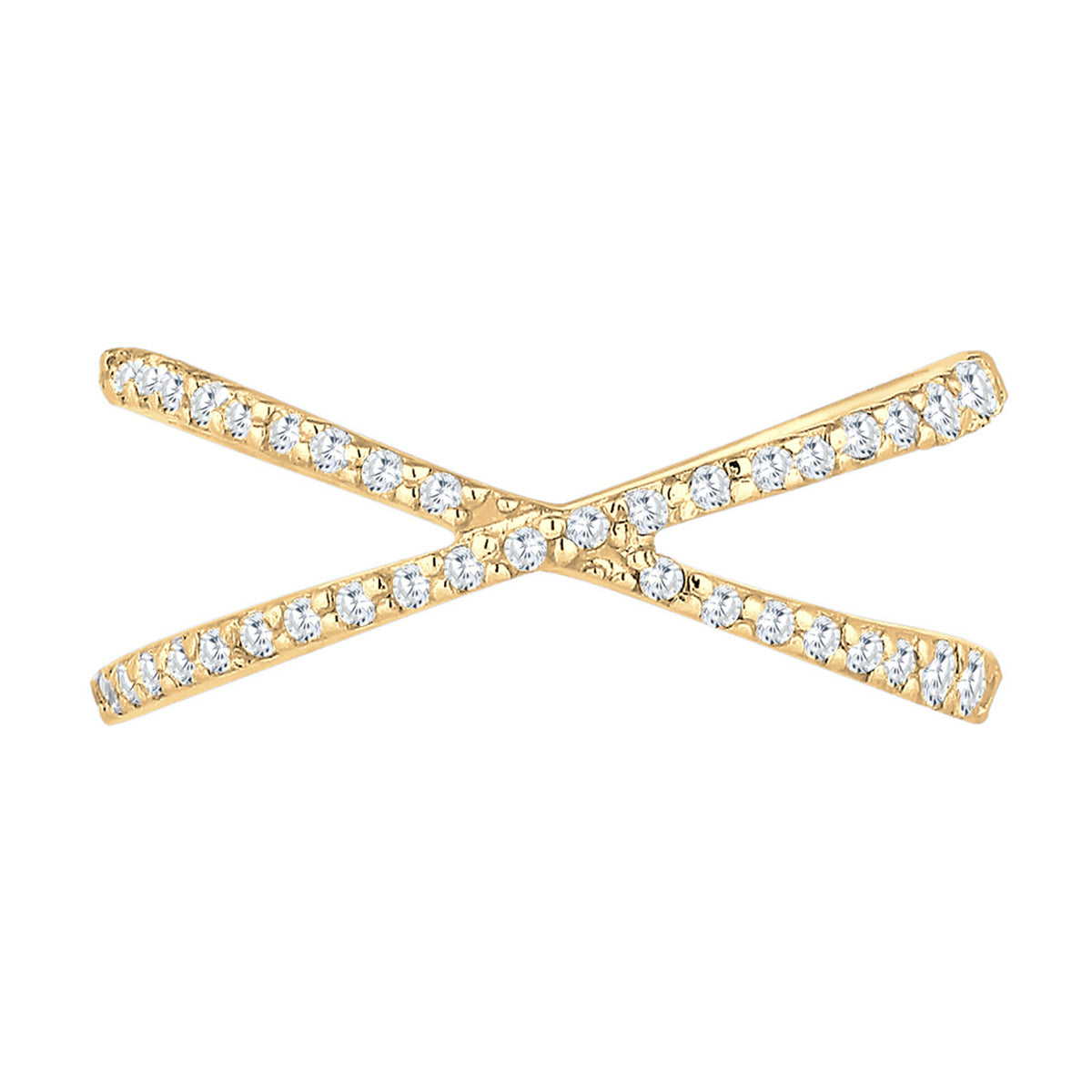 Gold - Elli | Ring Kreuz | Zirkonia ( Weiß ) | 925 Sterling Silber vergoldet