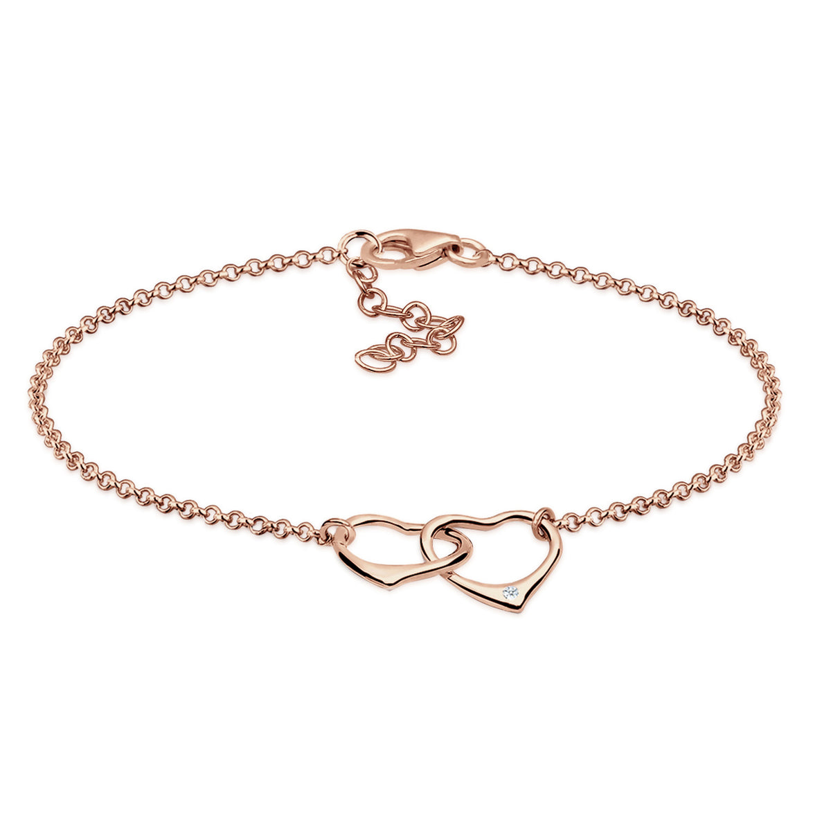 Roségold - Elli DIAMONDS | Armband Herz | Diamant ( Weiß, 0,015 ct ) | 925 Sterling Silber Rosegold