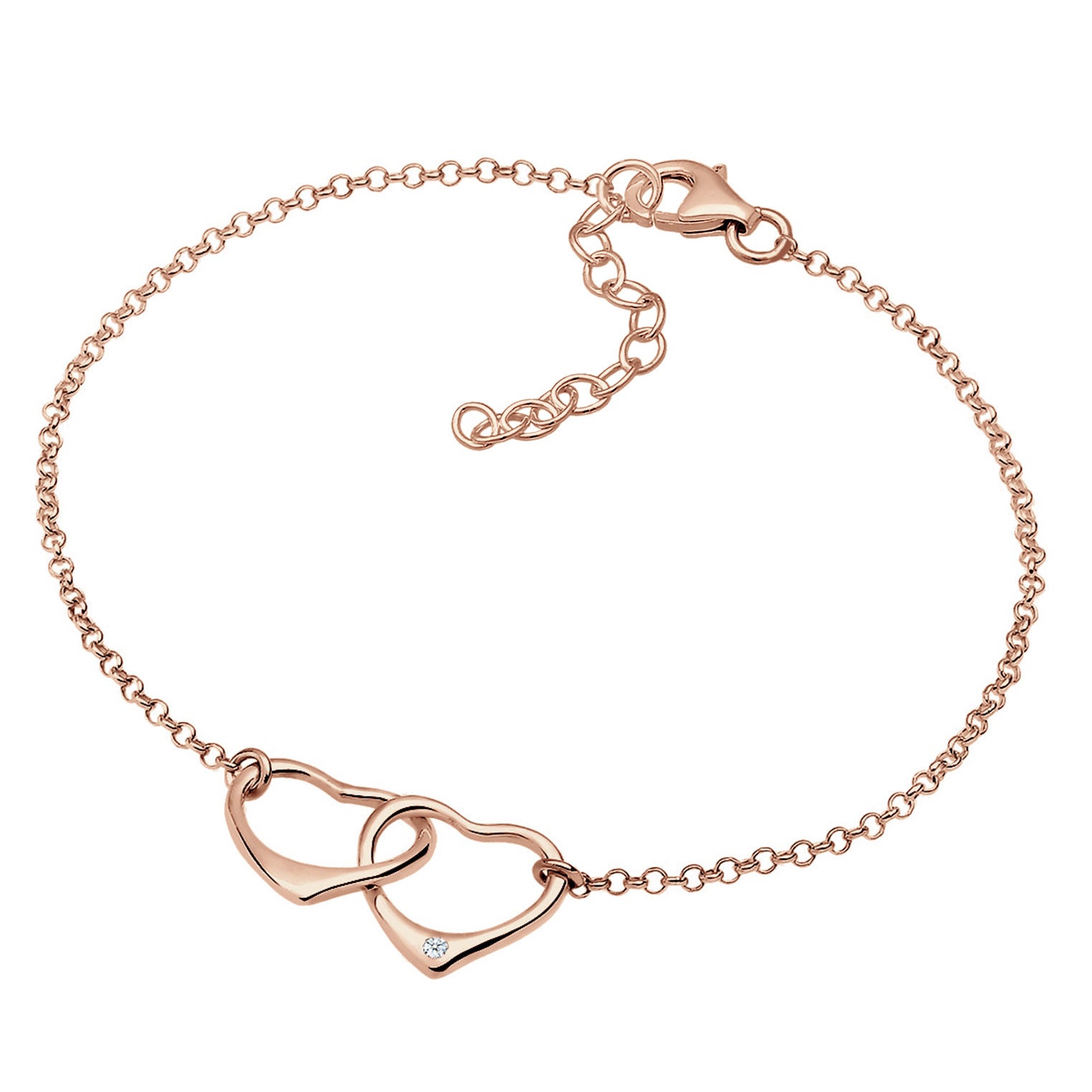 Roségold - Elli DIAMONDS | Armband Herz | Diamant ( Weiß, 0,015 ct ) | 925 Sterling Silber Rosegold